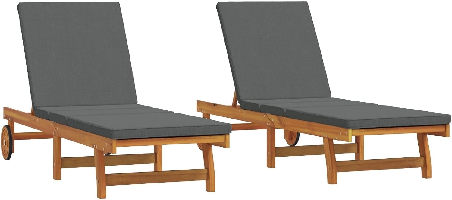 vidaXL Sonnenliege 2 pcs Braun 63 x 199 x 85cm Massivholz Akazie 3325195 Bild 1