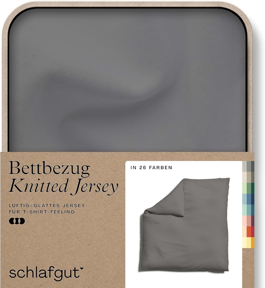 Schlafgut Knitted Jersey Bettwäsche | Bettbezug einzeln 240x220 cm | grey-mid Bild 1