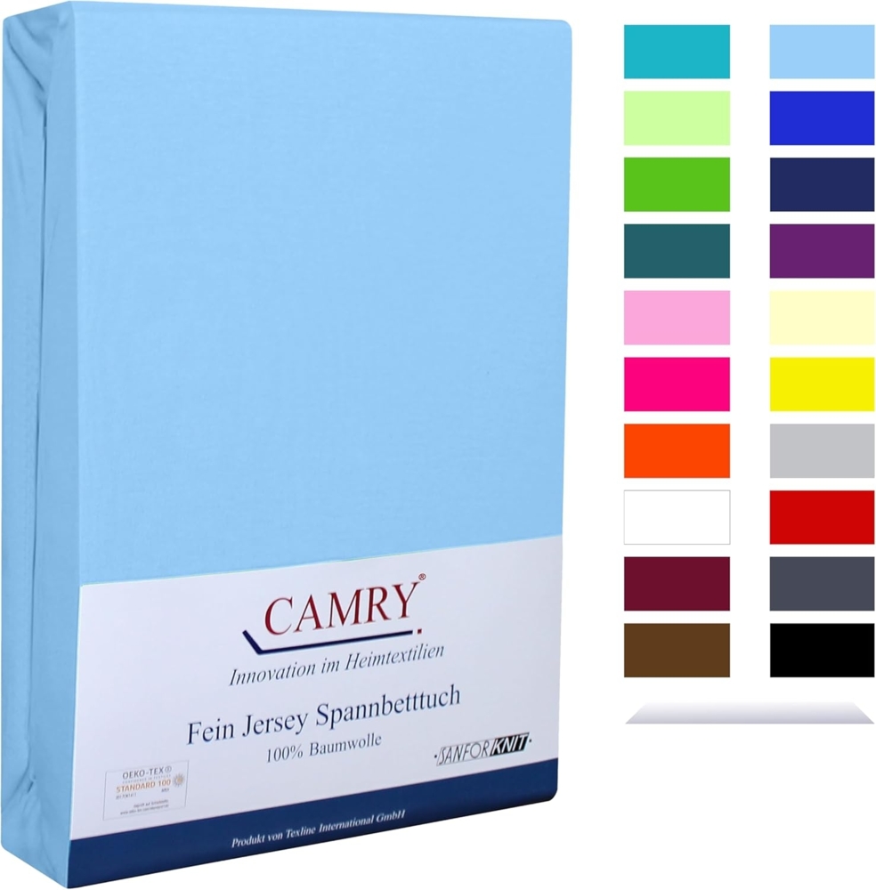 Camry Spannbettlaken CLASSIC, Jersey Baumwolle, Gummizug: rundum, viele Farben, alle Matratzenhöhen, Bettlaken, Spannbetttuch Bild 1