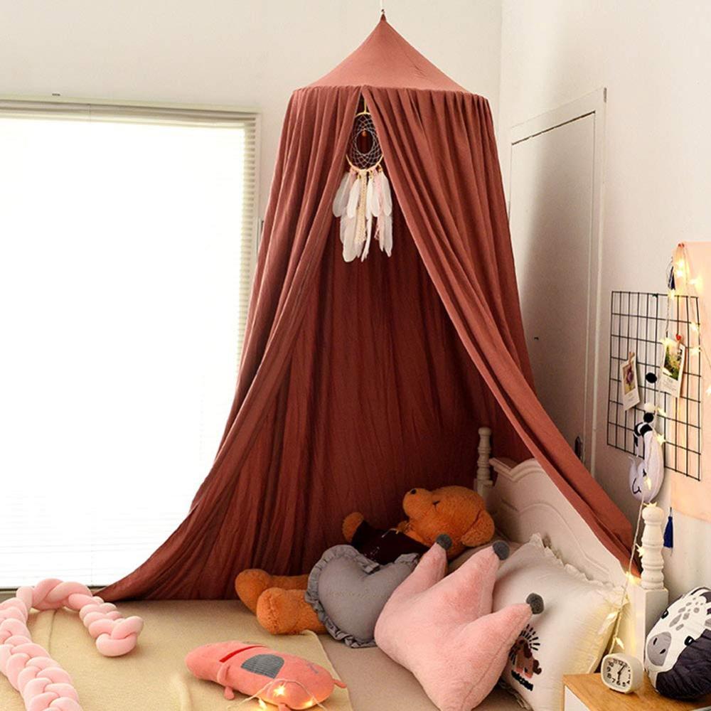 Koomuao Baby Baldachin Betthimmel, Babybett Bettvorhang Hängende Rund Princess Insektennetz Moskitonetz für Kinderzimmer und Spielzimmer Dekoration, Höhe 250cm (Dunkelpink) Bild 1