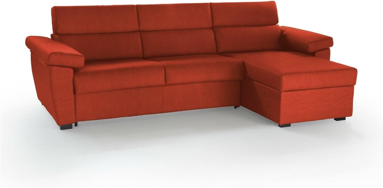 Talamo Italia - Sofa mit Halbinsel Vincenza, Ecksofa für Wohnzimmer, gepolstert, Abnehmbarer Bezug, 100% Made in Italy-Qualität, 285x160 h100 cm, Orange Bild 1