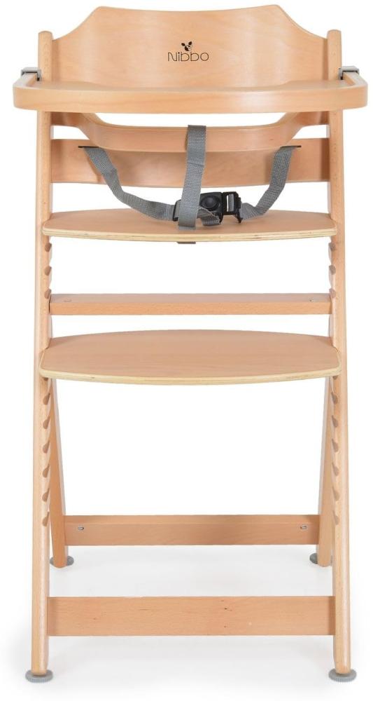 Cangaroo Kinderhochstuhl Nibbo 2 in 1 Holz, Treppenstuhl, Gurt, höhenverstellbar braun Bild 1
