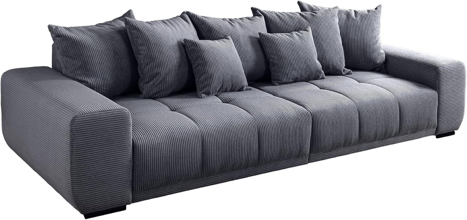 riess-ambiente Big-Sofa ELEGANCIA 285cm anthrazit, Einzelartikel 1 Teile, XXL Couch · Cord · mit Federkern · inkl. Kissen · Modern Design Bild 1