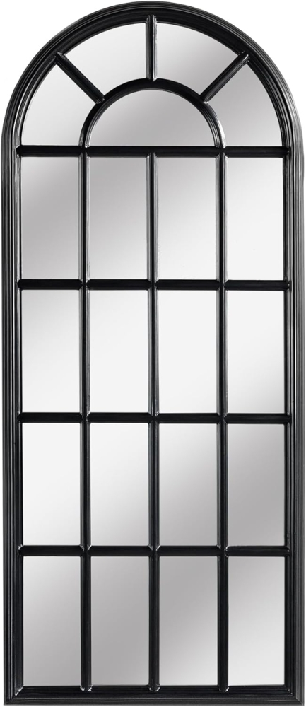 riess-ambiente Wandspiegel CASTILLO 140cm schwarz (Einzelartikel, 1-St), Wohnzimmer · groß · halbrund · mit Rahmen · Fenster-Design · Deko Bild 1