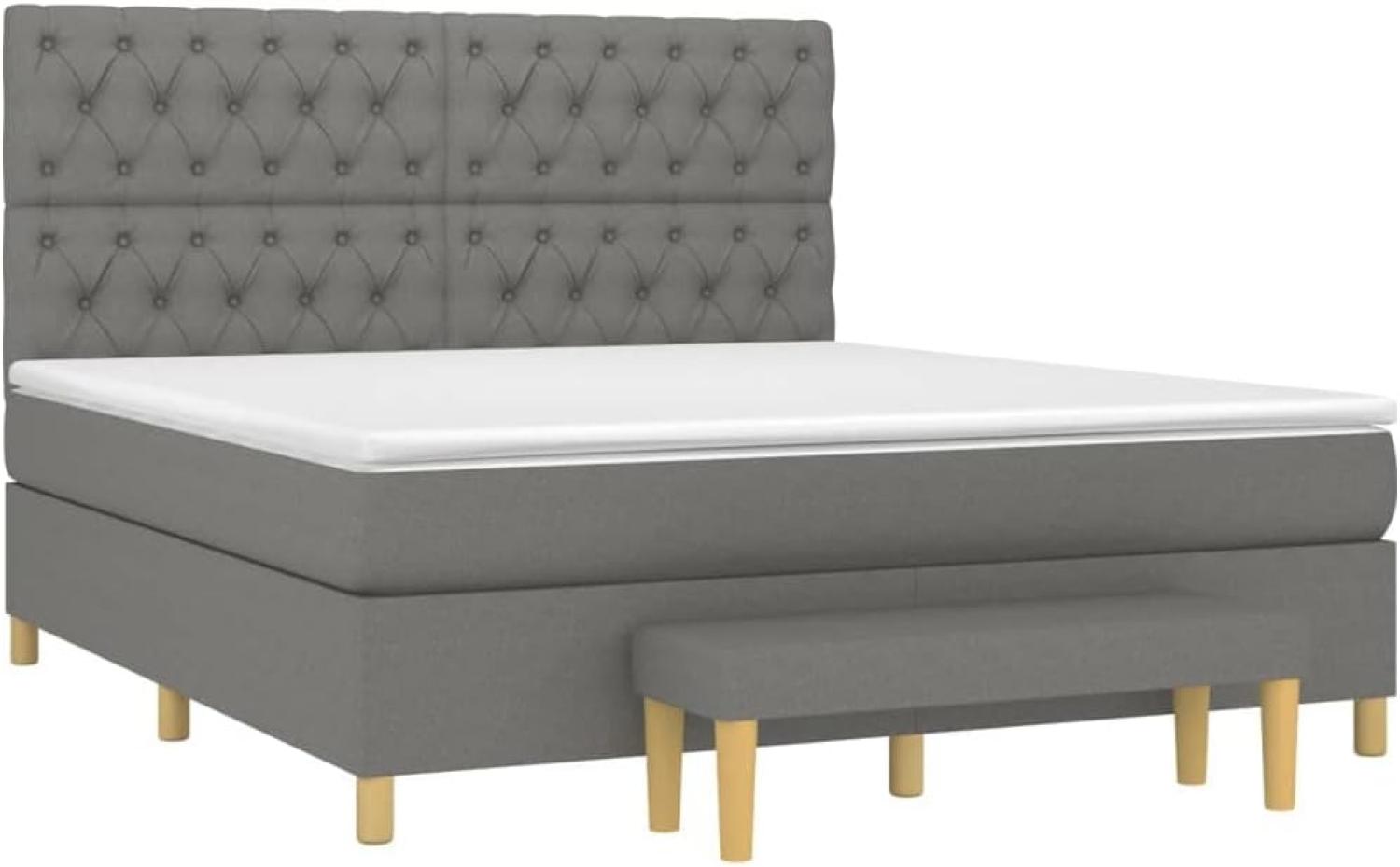 vidaXL Boxspringbett mit Matratze Dunkelgrau 160x200 cm Stoff, Härtegrad: H2 [3137406] Bild 1