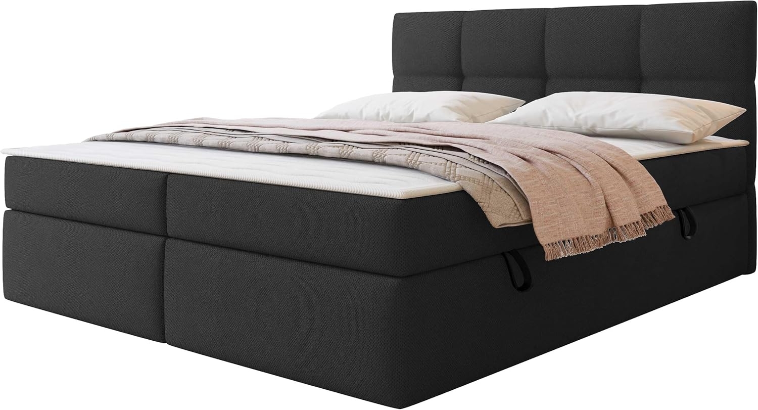 Mirjan24 Boxspringbett mit H3-Matratze und Topper Fogy , schwarz, 160x200 cm Bild 1