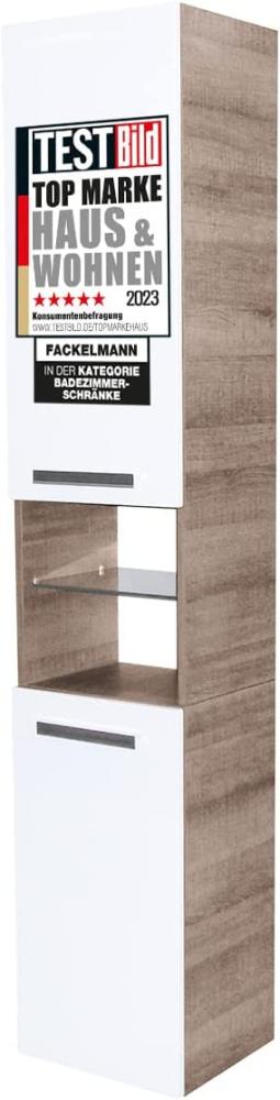 Fackelmann A-VERO Hochschrank 35 cm, Regal, Grau-Eiche Optik/Weiß Bild 1