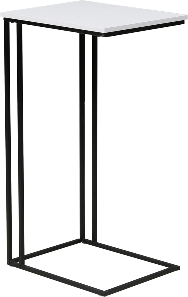 trendteam smart living - Strike - Beistelltisch - Weiß/Schwarz - Wohnzimmertisch auf robustem Metallgestell - (BxHxT) 50 x 91 x 40 cm - praktische C-Form Bild 1