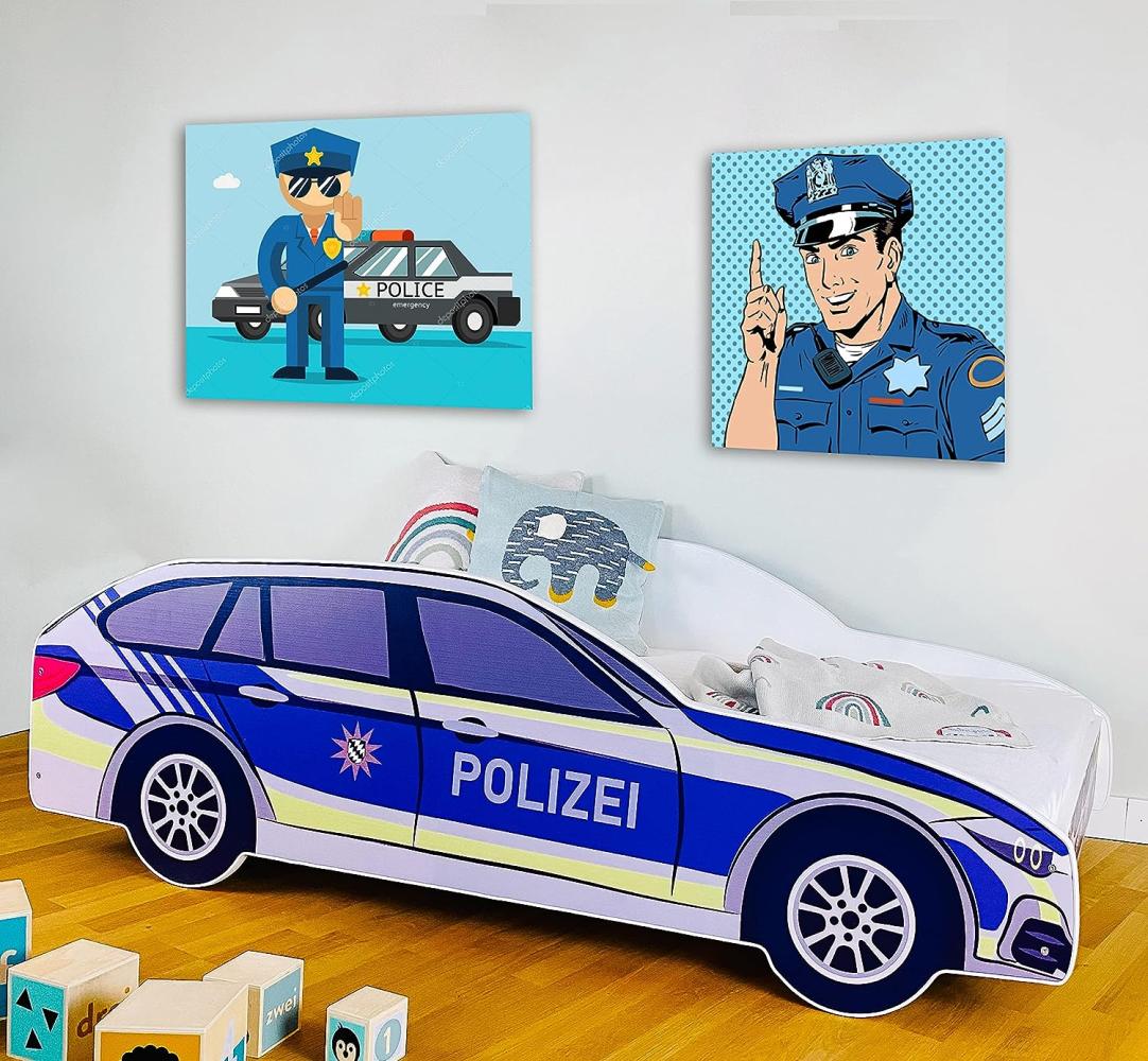 Kids Collective 'Polizei' Autobett 70x140 cm, mit Rausfallschutz und Lattenrost Bild 1