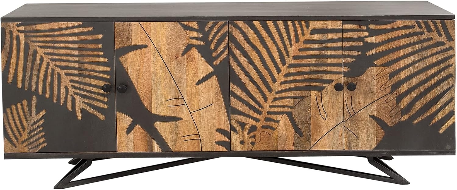 riess-ambiente Sideboard TROPICAL 160cm natur / grau, Massivholz · Florales Design · Handarbeit · Wohnzimmer Bild 1