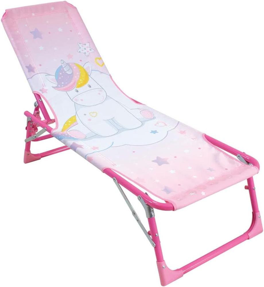 Fun House Licorne Chaise Longue TRANSAT Pliable Pour Enfant Einhorn-Liegestuhl, faltbar, 112 x 40 x 40 cm, für Kinder, Legierter Stahl, Rosa Bild 1