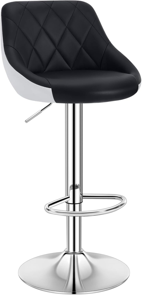 WOLTU® 1x Barhocker Barstuhl Tresenhocker Bistrohocker mit Griff, Design Stuhl, höhenverstellbar, drehbar, Sitzfläche aus Kunstleder, Gestell aus verchromtem Stahl, 2 farbig, Schwarz+Weiß BH30sz-1 Bild 1