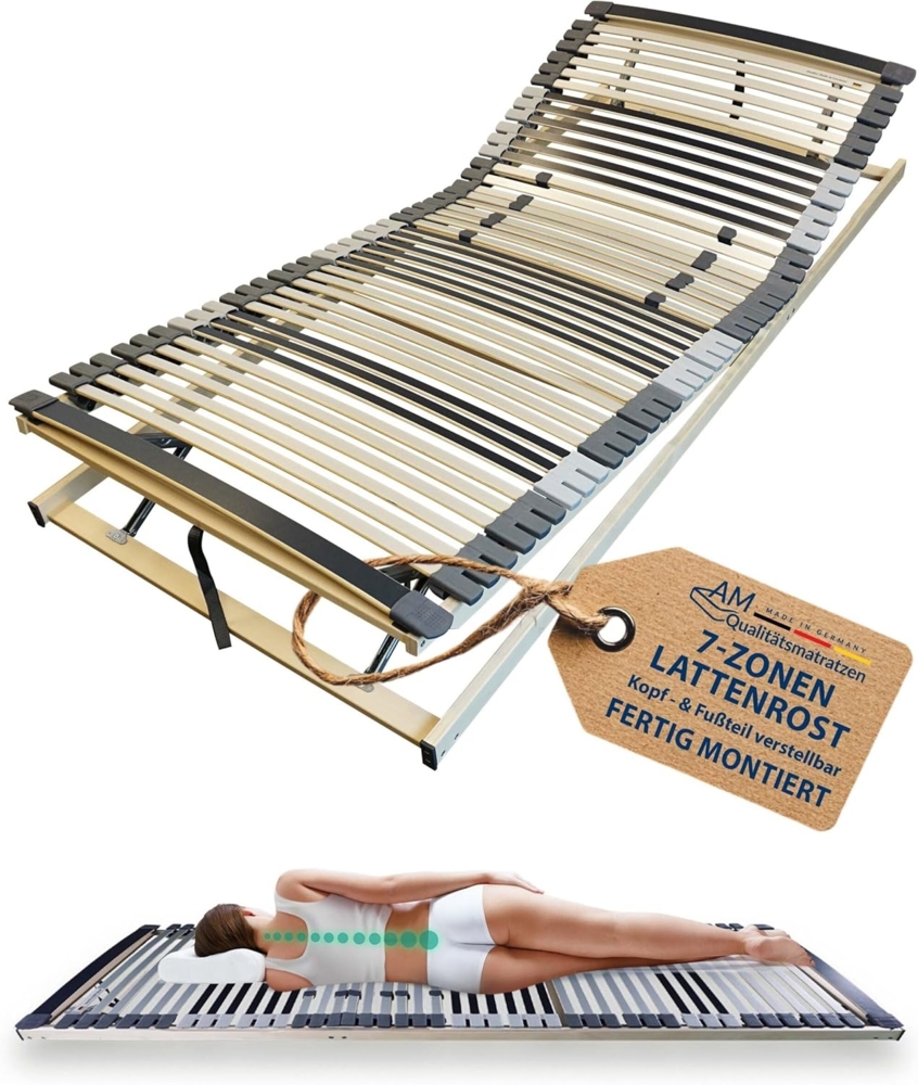 Ergonomischer 7-Zonen Lattenrost - 140x210 cm - fertig montiert - 44 Leisten - Kopf- und Fußteil verstellbar - Holmabsenkung für Schulter und Becken - 140x210 cm Bild 1