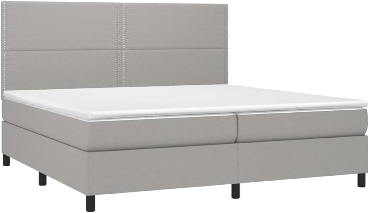 vidaXL Boxspringbett mit Matratze Hellgrau 200x200 cm Stoff, Härtegrad: H2 [3141721] Bild 1