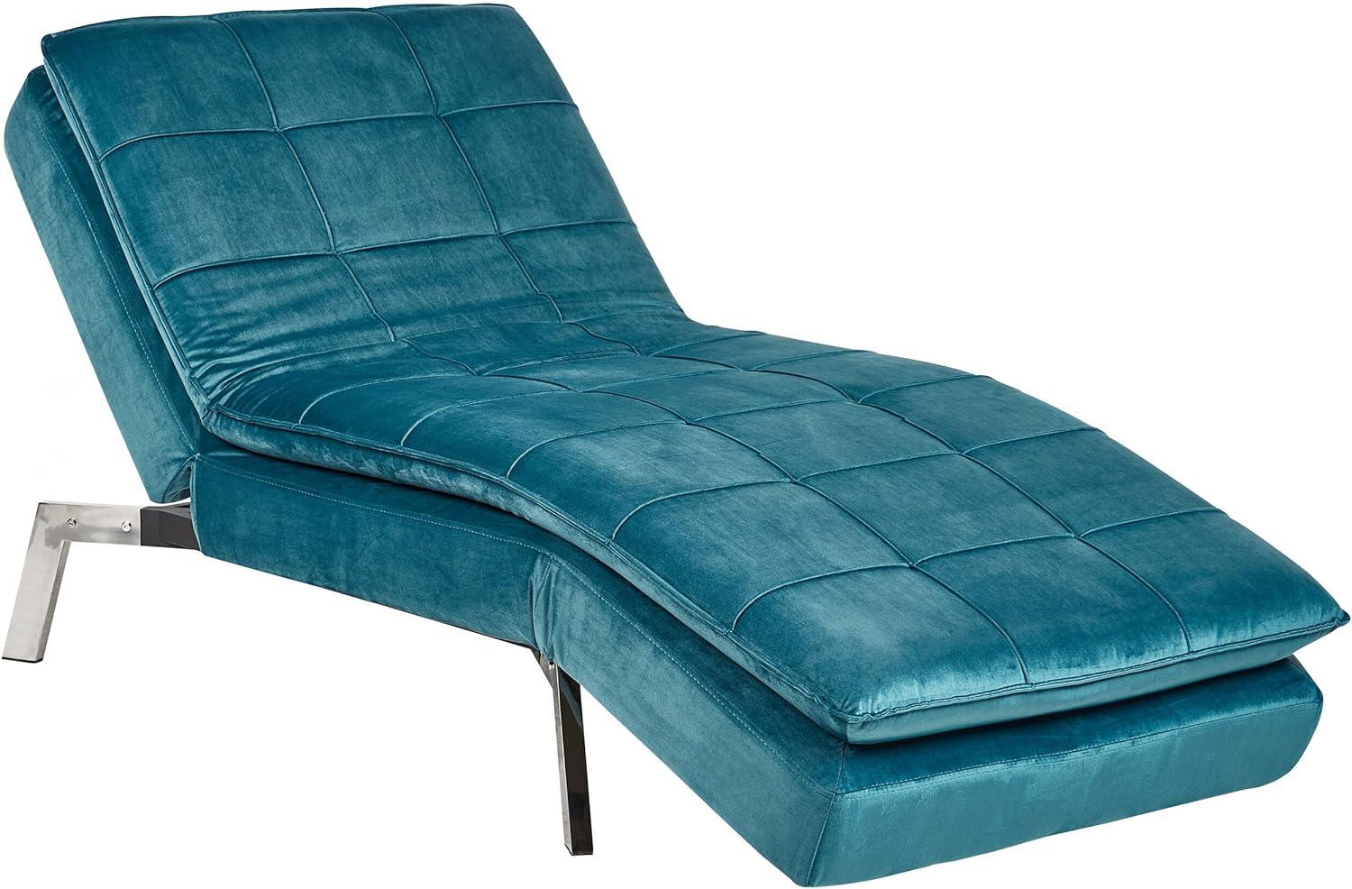 Chaiselongue Samtstoff blaugrün verstellbar LOIRET Bild 1