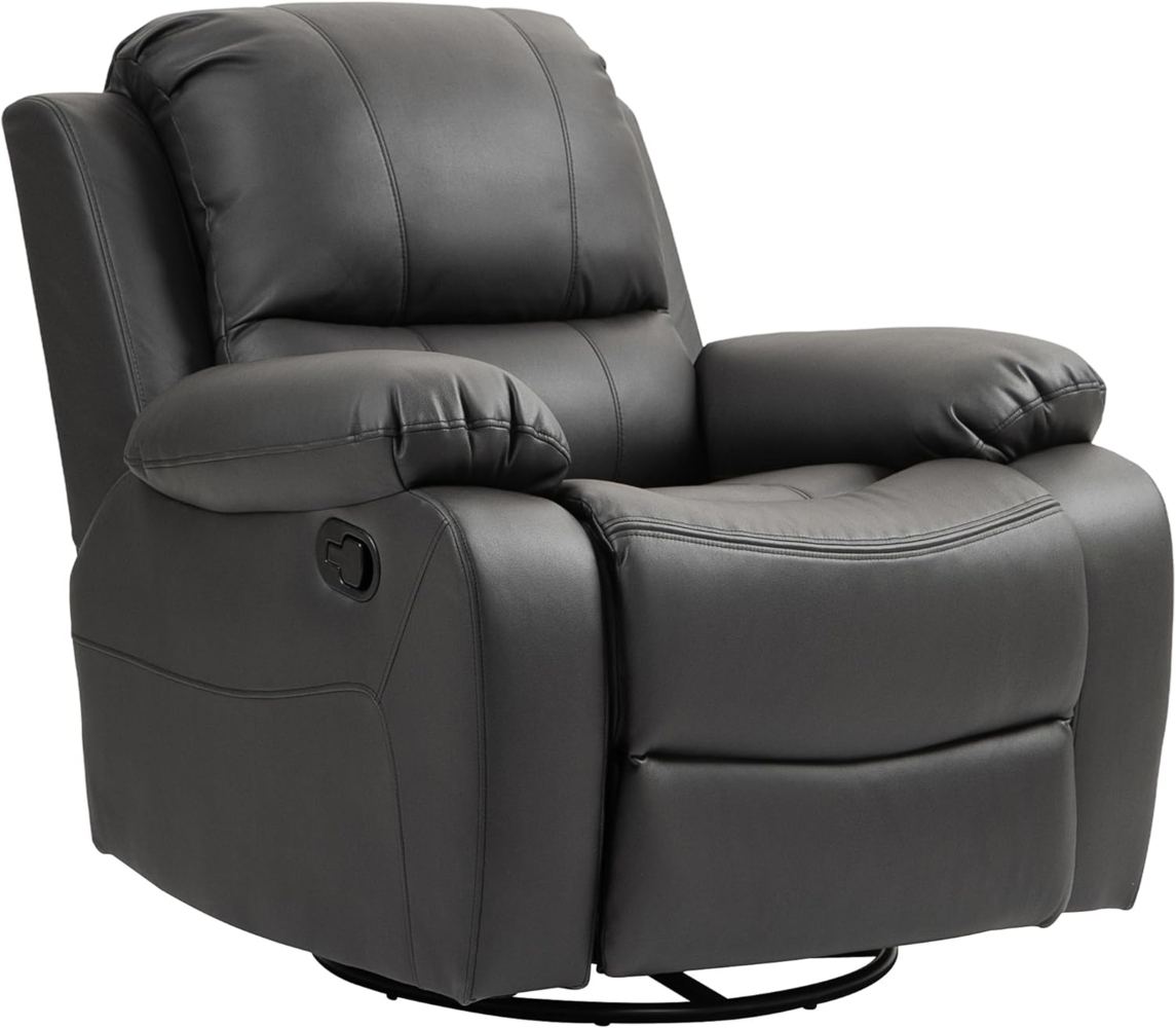 HOMCOM Relaxsessel 135° neigbar, mit Fußstütze, belastbar bis 150 kg (Fernsehsessel, 1-St, Liegesessel), für Wohnzimmer, Schwarz Bild 1