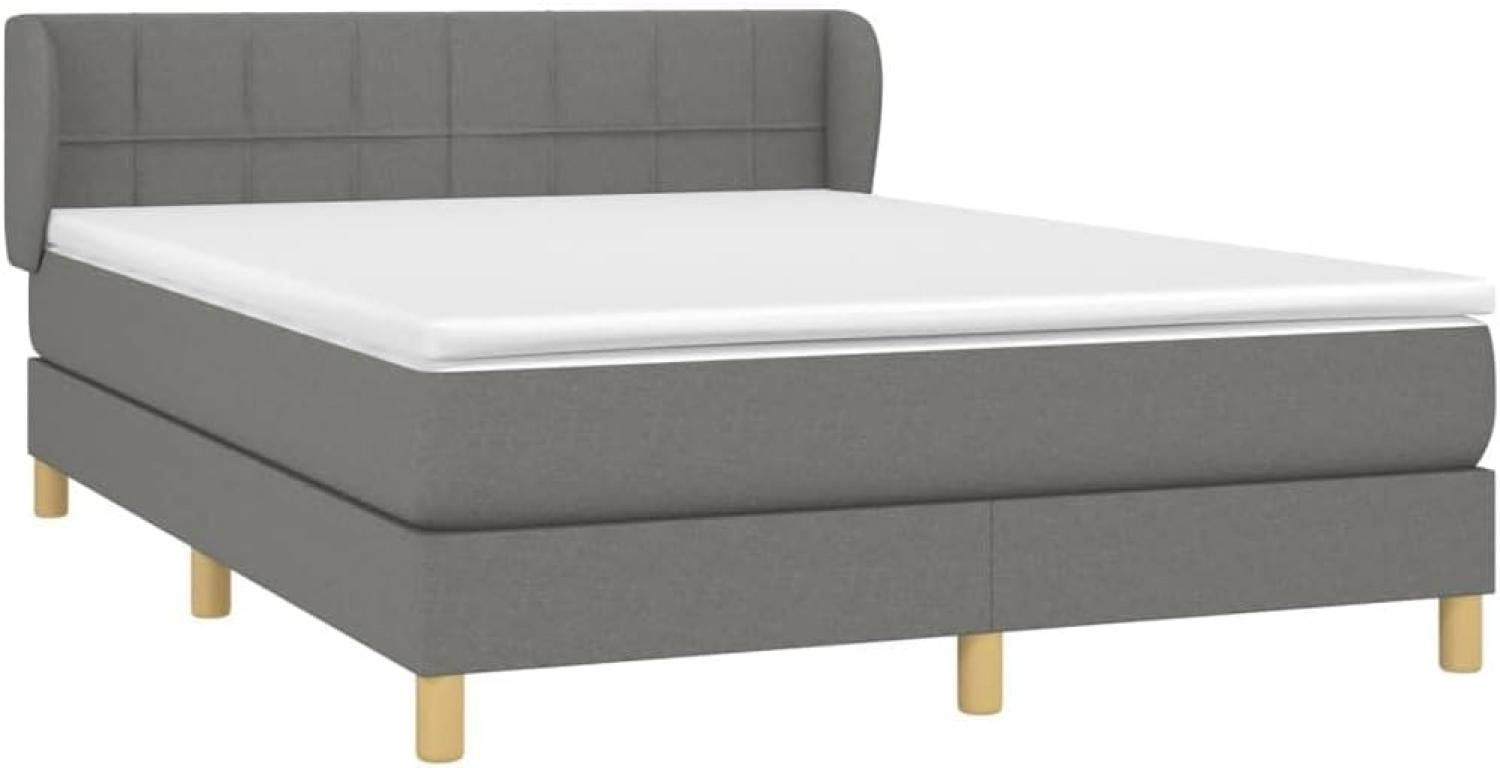 vidaXL Boxspringbett mit Matratze Dunkelgrau 140x190 cm Stoff 3126798 Bild 1