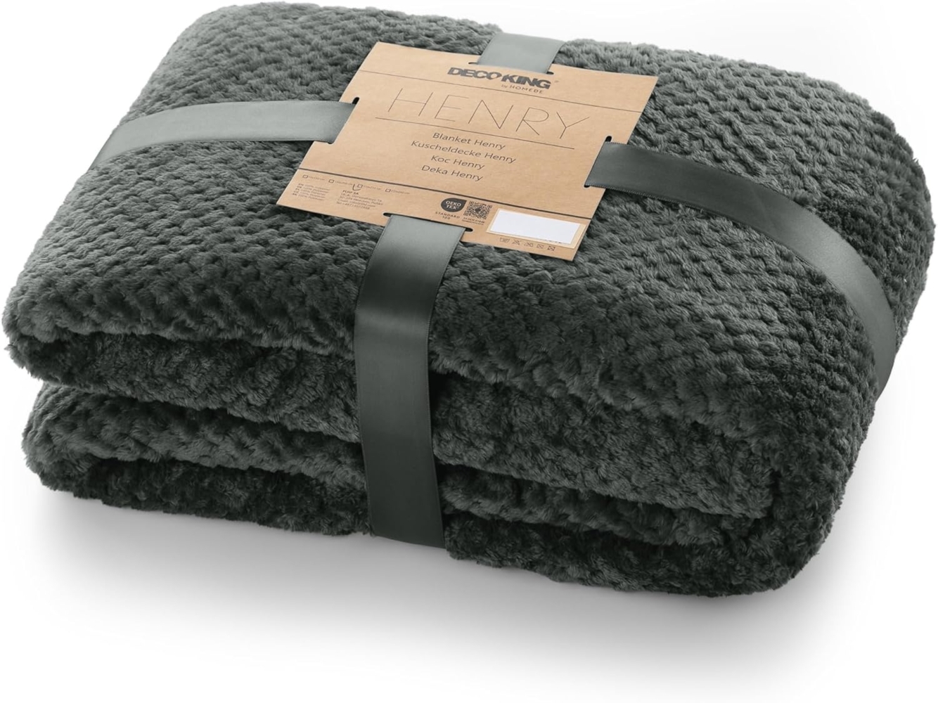 DecoKing Kuscheldecke 170x210 cm Graphit Decke Microfaser Wohndecke Tagesdecke Fleece weich sanft kuschelig skandinavischer Stil grau anthrazit Henry Bild 1