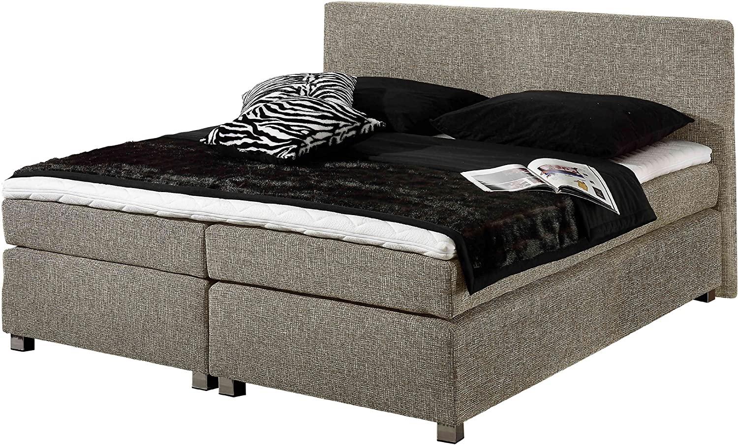 Maintal Boxspringbett Howard, 100 x 200 cm, Strukturstoff, Bonellfederkern Matratze H2, taupe Bild 1