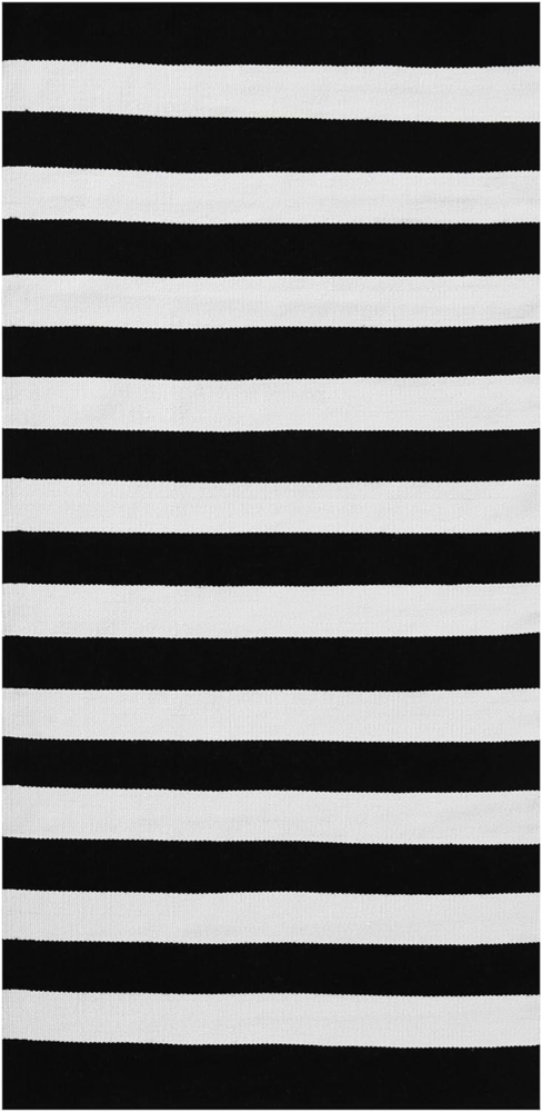 Outdoor Teppich schwarz-weiß 80 x 150 cm Streifenmuster Kurzflor TAVAS Bild 1