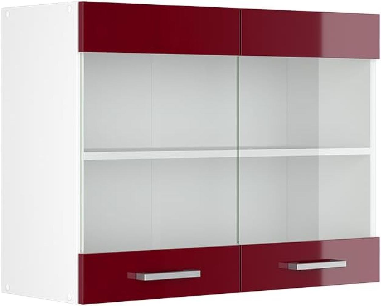 Vicco Küchenschrank Glas R-Line, Bordeaux Hochglanz/Weiß, 80 cm Bild 1