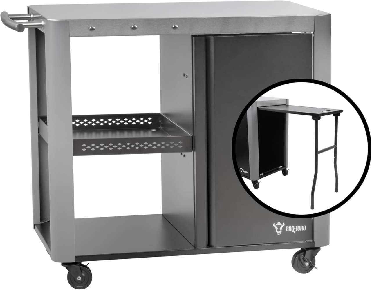 BBQ-Toro Grillablagetisch Grillwagen 95 x 50 x 80 cm, Silber Grilltisch, Grill Beistelltisch (1-St), Vier integrierte Bremsen Bild 1