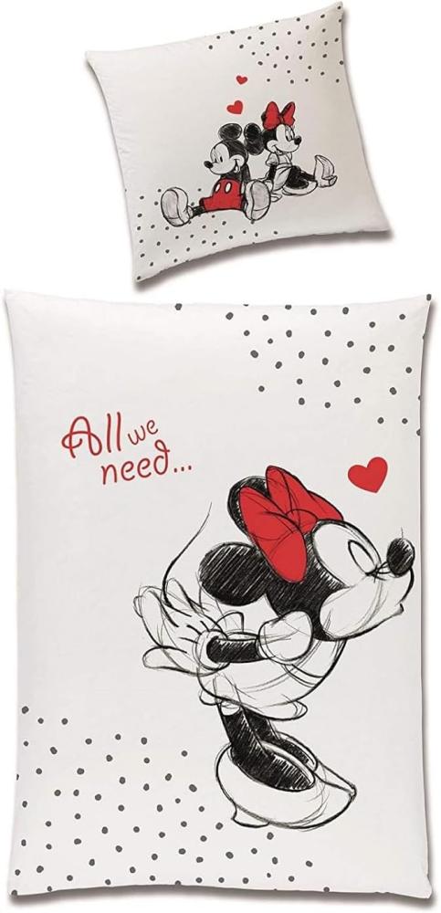 Disney Mickey und Minnie Mouse Wende Bettwäsche Set für Partner 135x200cm 80x80cm (2-tlg. ) Bild 1