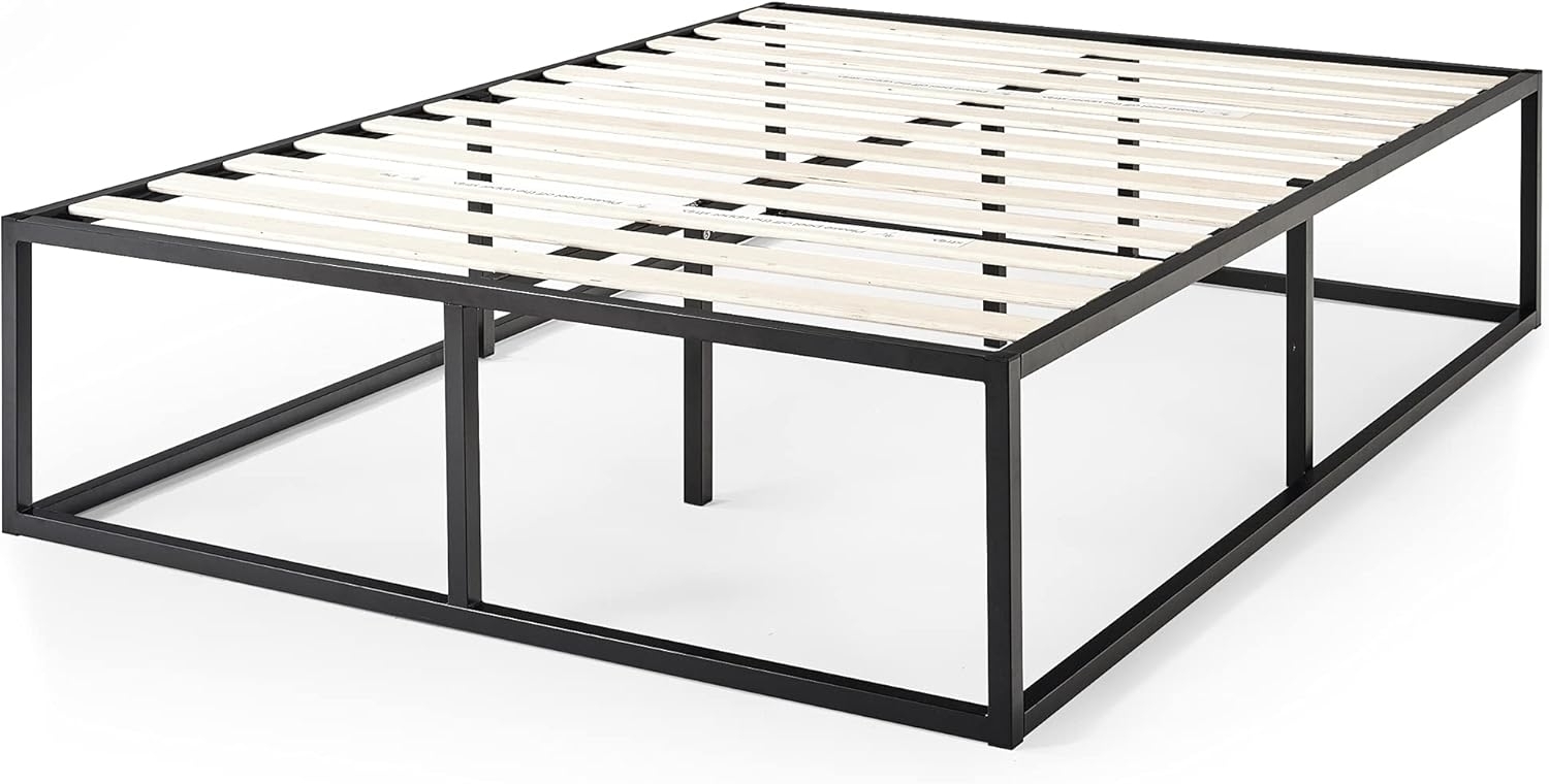 Zinus Joseph Bett 160x200 cm – Bettrahmen Höhe 46 cm mit Stauraum unter dem Bett – Bettgestell Plattform aus Metall mit Lattenhalter aus Holz – Schwarz Bild 1