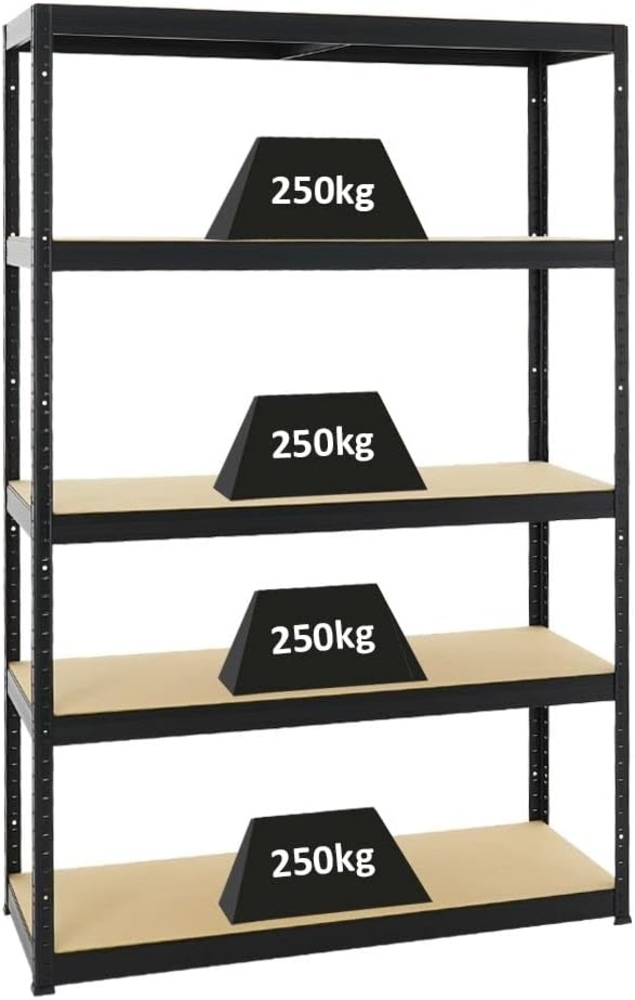 PROREGAL Schwerlastregal Big Elephant Schwarz 180 x 120 x 45 cm Fachlast 250kg Kellerregal, Steckregal, Garagenregal, Lagerregal Bild 1