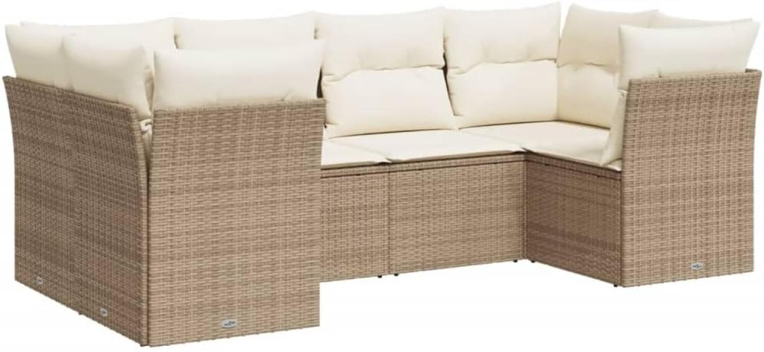 vidaXL 6-tlg. Garten-Sofagarnitur mit Kissen Beige Poly Rattan 3218108 Bild 1