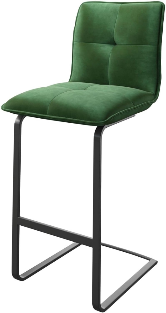 Barstuhl Maddy-Flex Samt Grün Freischwinger flach Metall Bild 1