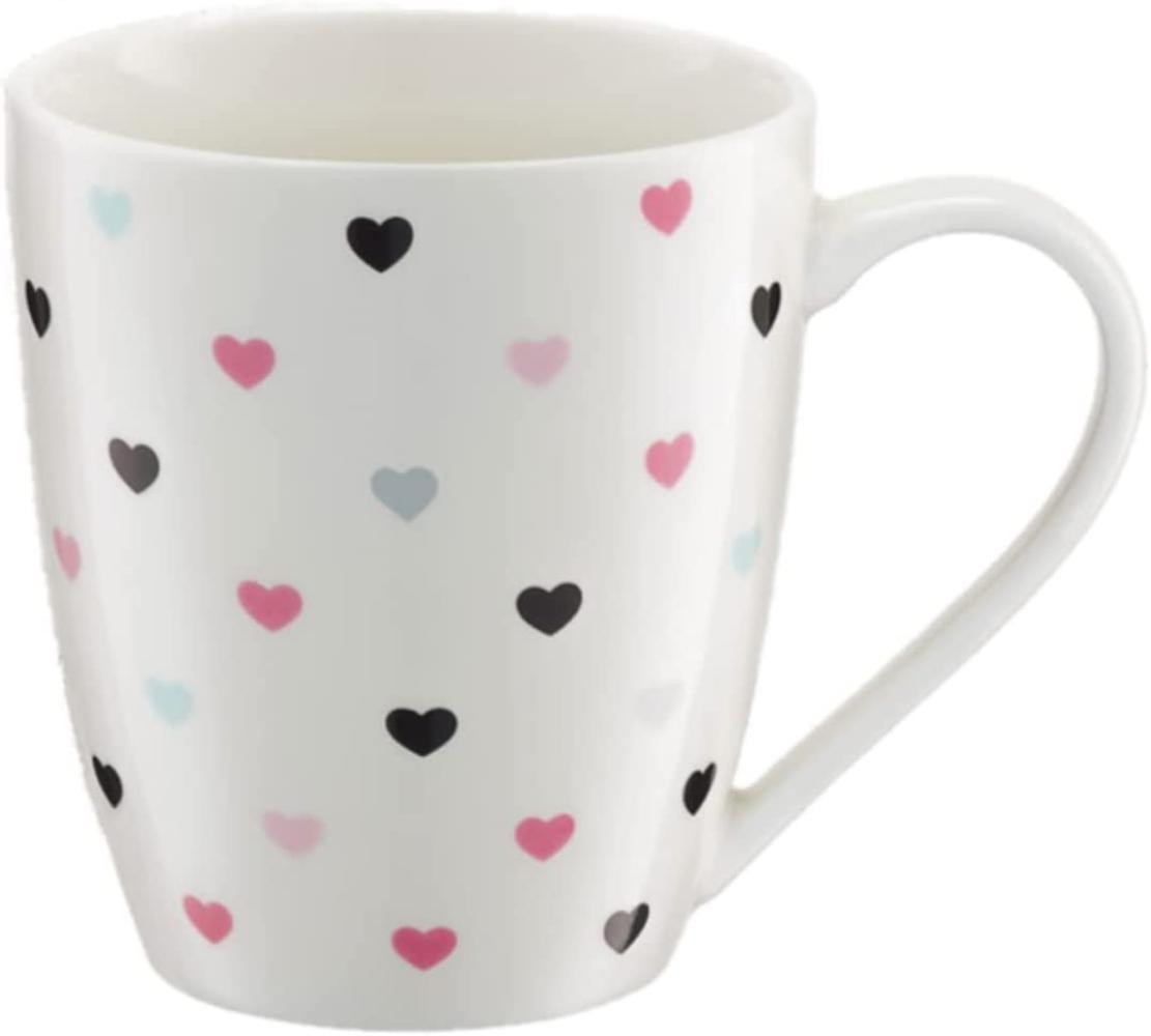 Ambition 62922 Becher Herzchen 370 ml Trinkbecher Porzellanbecher Teebecher Kaffeebecher Kinder Tasse mit Henkel Geschenk modern spühlmaschinenfest mikrowellengeeignet, Porzellan Bild 1