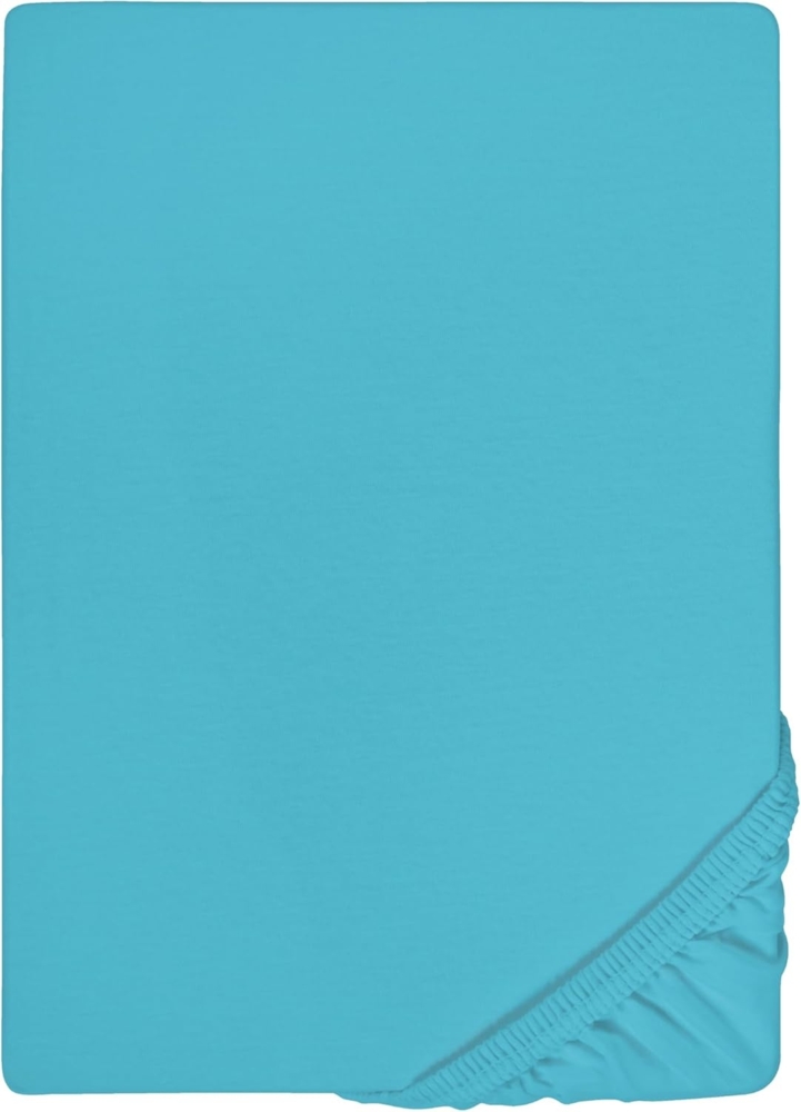 biberna Jersey-Elastic-Spannbetttuch , türkis, 1 x 120 x 200 cm - 130x220 cm Bild 1