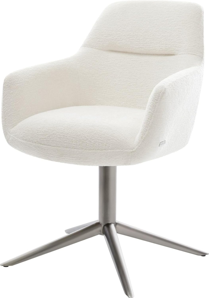 Drehstuhl Pejo-Flex Bouclé Soft Beige Fußkreuz Graphit 360° drehbar Wippfunktion Taschenfederkern Bild 1