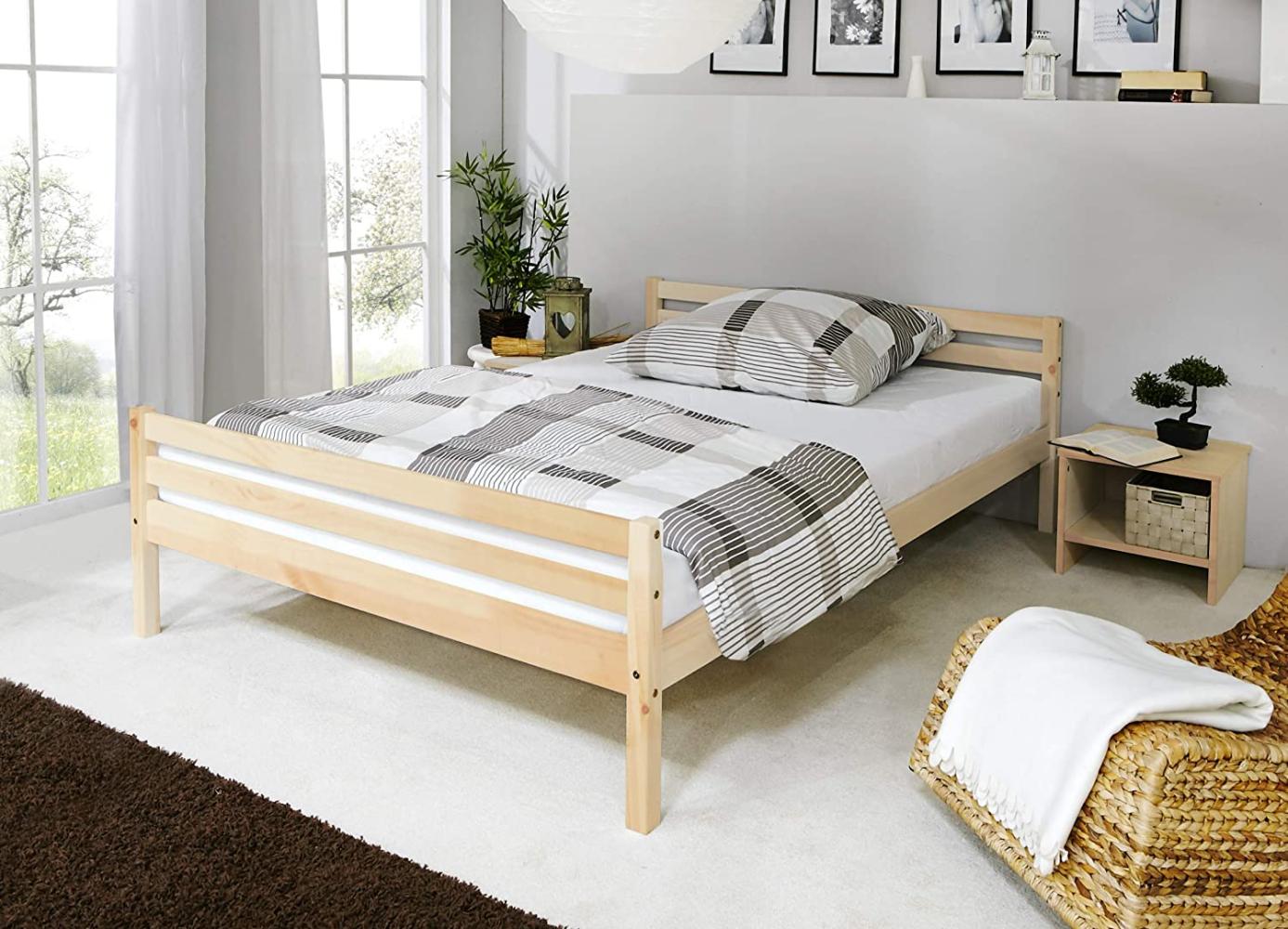 'Nadine' Doppelbett, Massivholz natur,140x200 cm Bild 1