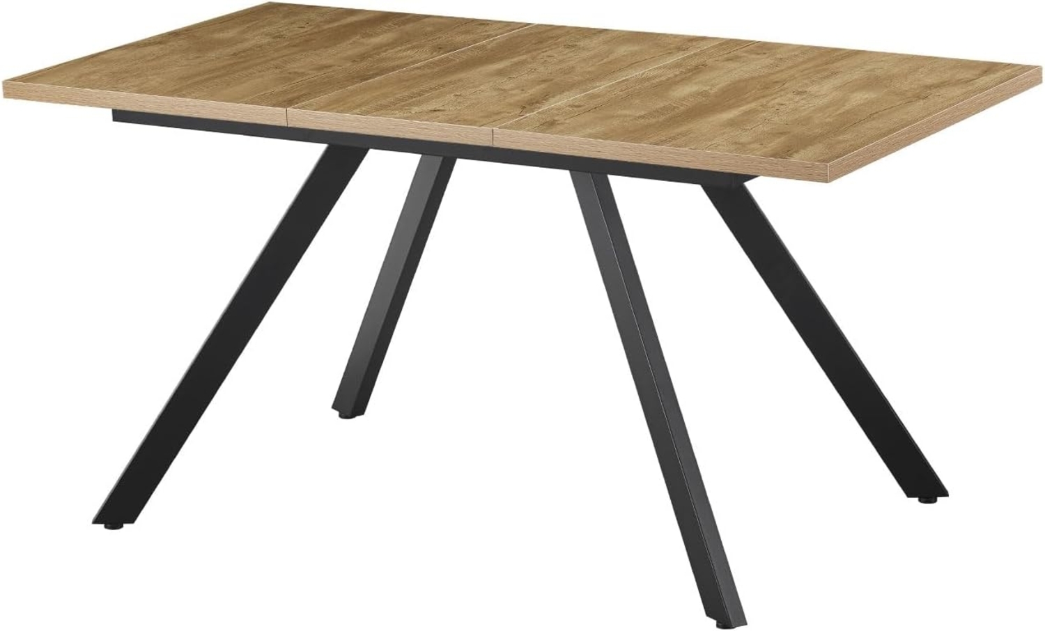 B&D home Esstisch ausziehbar, Metallgestell schwarz, Esszimmermöbel modern, für 4-6 Personen, Küchentisch, Esszimmertisch, für Esszimmer, Küche, Wildeiche Optik, 120-160x80 cm, 11202-FS-EIWL Bild 1