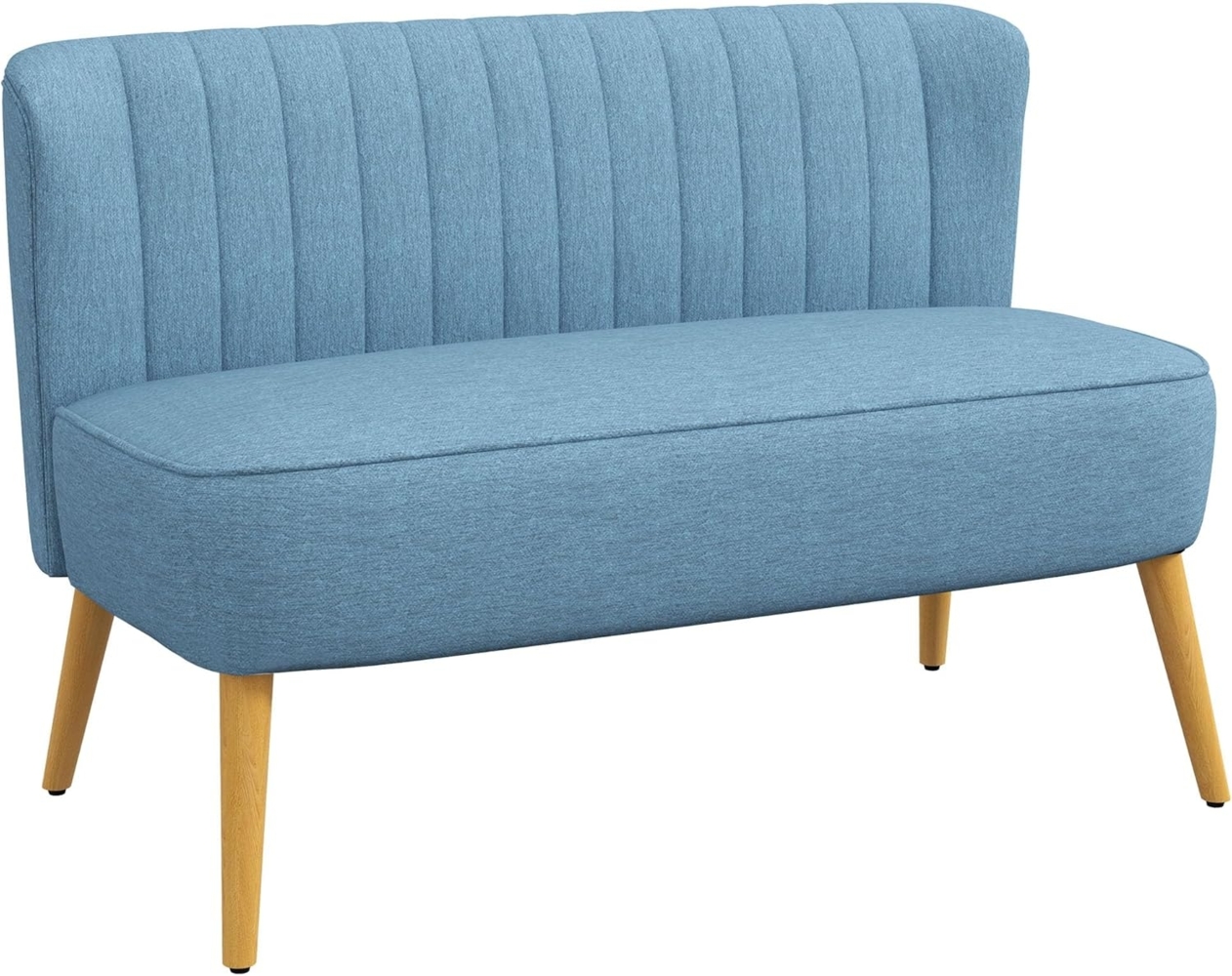 HOMCOM 2-Sitzer Zweisitzer, Loveseat mit Leinenoptik, Doppelsofa mit Holzbeine, Polstersofa 1 Teile, für Wohnzimmer, Blau Bild 1