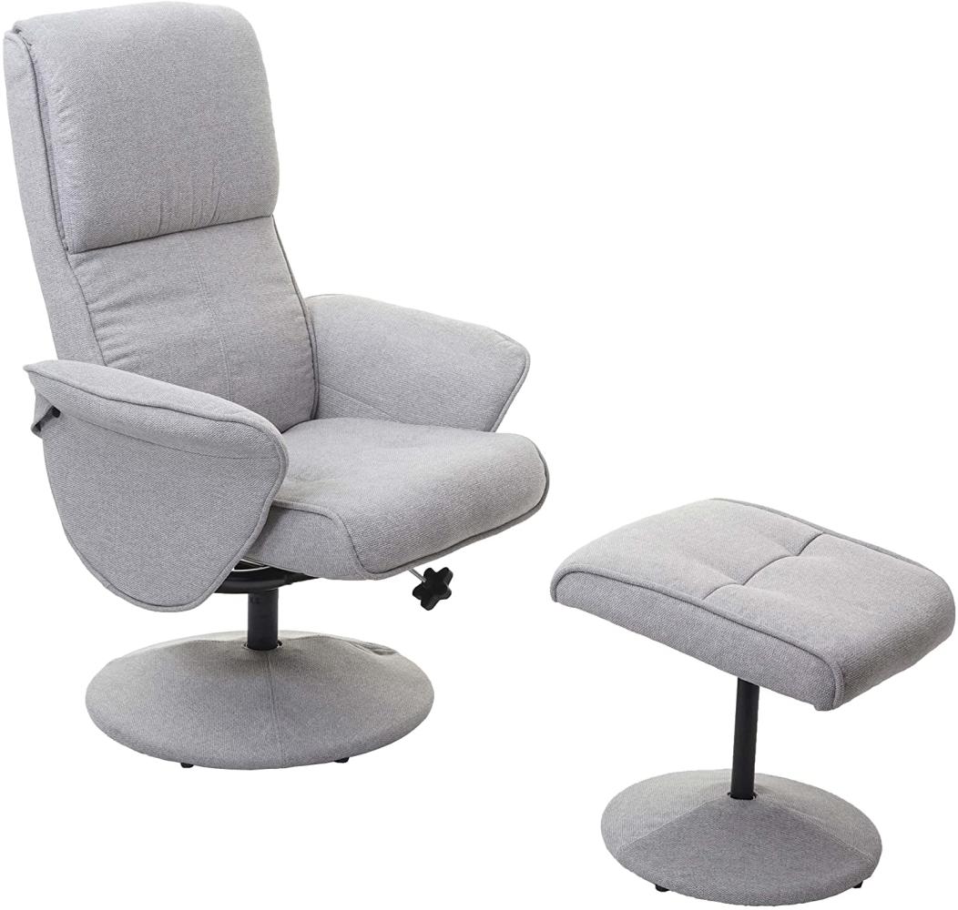 Relaxsessel Helsinki, Fernsehsessel Relaxliege TV-Sessel mit Hocker ~ Stoff/Textil, hellgrau Bild 1