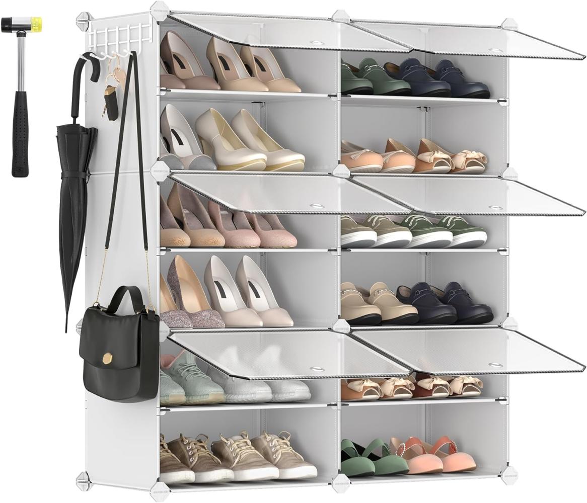 Songmics Schuhschrank mit 6 Fächern, Stahlrahmen / Kunststoff weiß, 83 x 32 x 94 (BxTxH) cm Bild 1