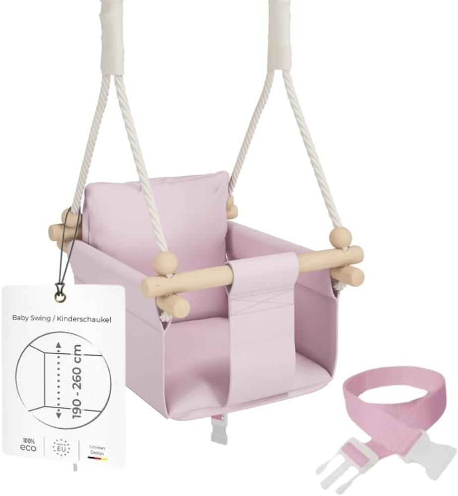 MAMOI® Schaukel | Babyschaukel | Schaukel indoor Kinder | Holzschaukel Baby | Kinderschaukel Holz | Indoor Babyschaukel | Indoor Schaukel + SICHERHEITSGURT | 100% ECO | Made in EU Bild 1