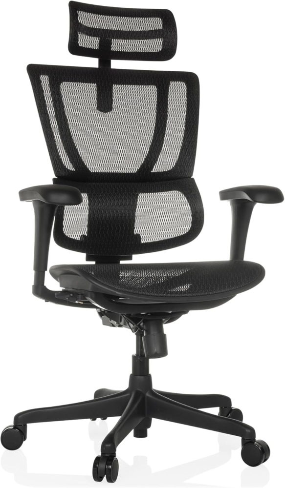 hjh OFFICE Bürostuhl ergonomisch ERGOHUMAN Slim ECO M GEN2 Originales Design, Bürosessel mit Flexibler Lendenwirbelstütze, Netzbespannung, Schwarz Bild 1