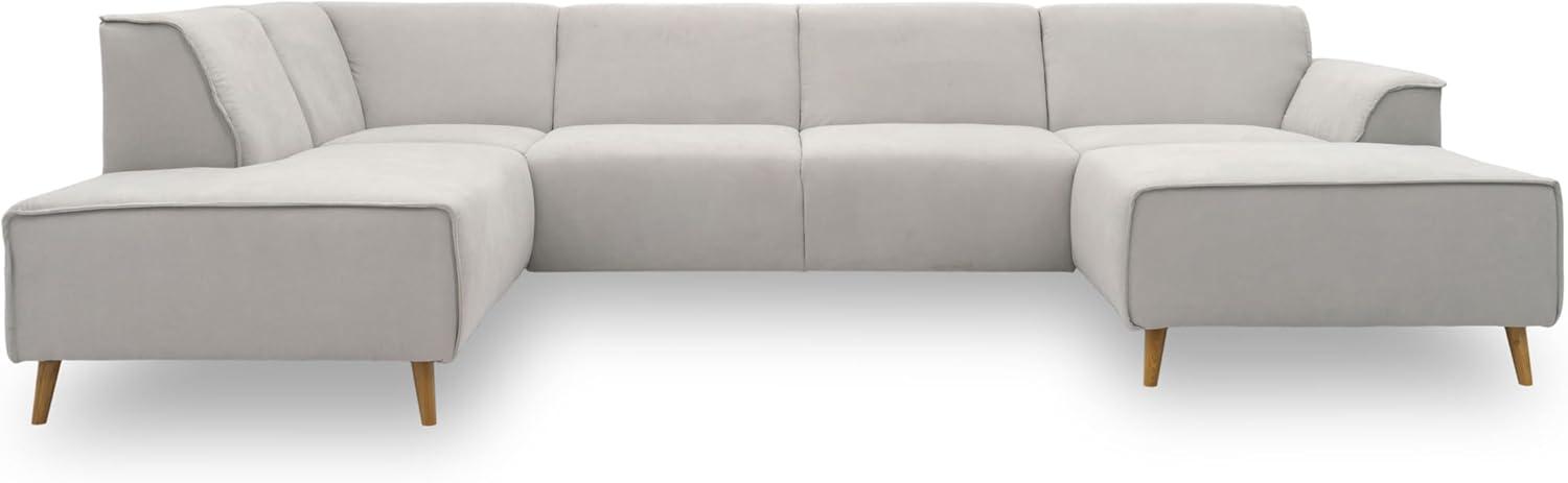 DOMO Collection Jules Wohnlandschaft, Skandinavisches Sofa mit Federkern, Couch in U-Form, hellgrau, 191 x 333 x 159 cm Bild 1