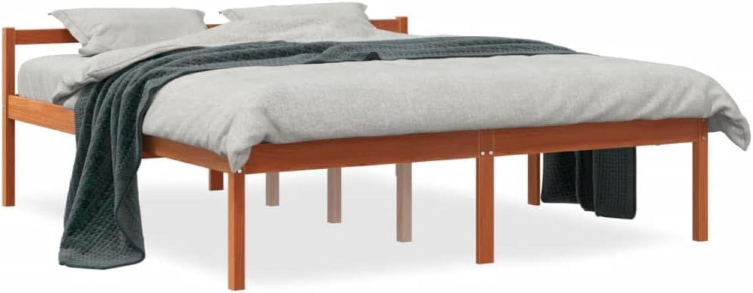 vidaXL Seniorenbett Wachsbraun 160x200 cm Massivholz Kiefer 844160 Bild 1