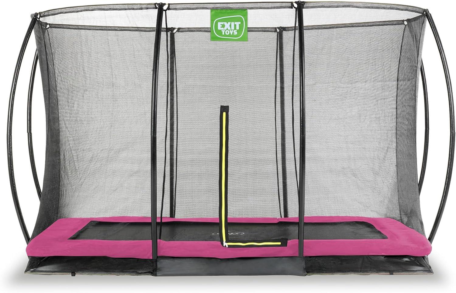 EXIT Trampolin Silhouette Ground Rechteckig + Sicherheitsnetz 214x305 cm pink Bild 1