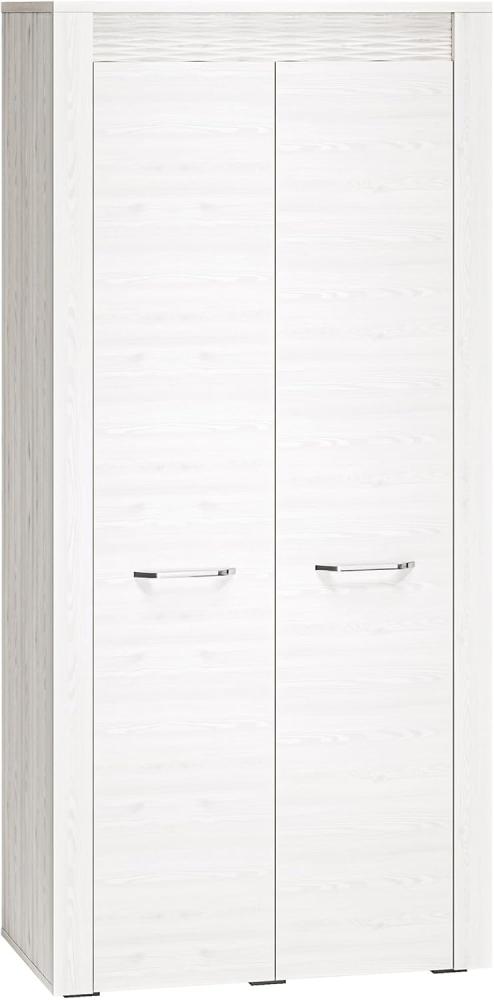 Kleiderschrank "Clermont" Drehtürenschrank 92cm Pinie weiß MDF Bild 1