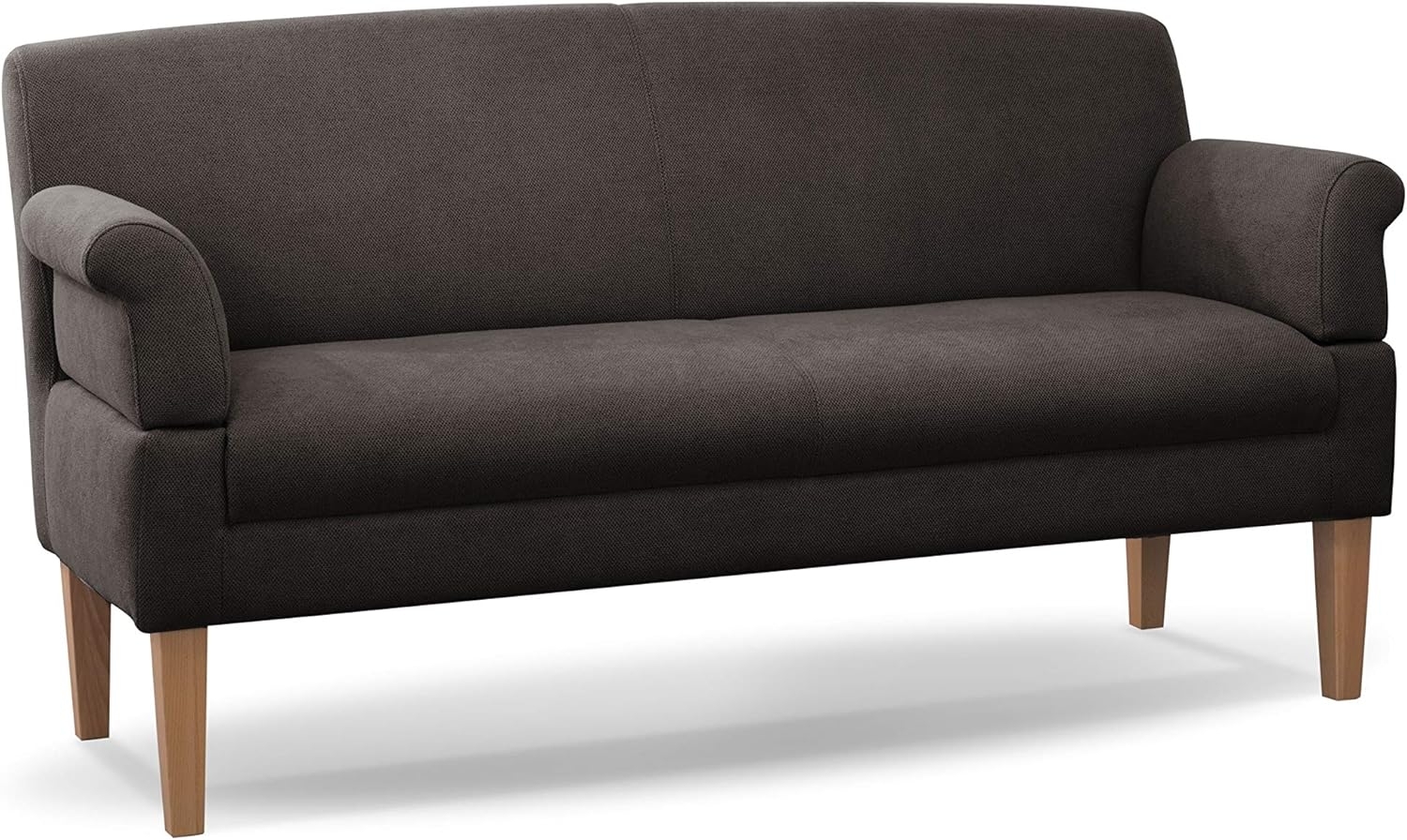 CAVADORE 3-Sitzer Küchensofa Malm, Sitzbank für Küche oder Esszimmer inkl. Armteilverstellung, Leichte Fleckenentfernung dank Soft Clean, 182 x 97 x 78, Flachgewebe: dunkelgrau Bild 1