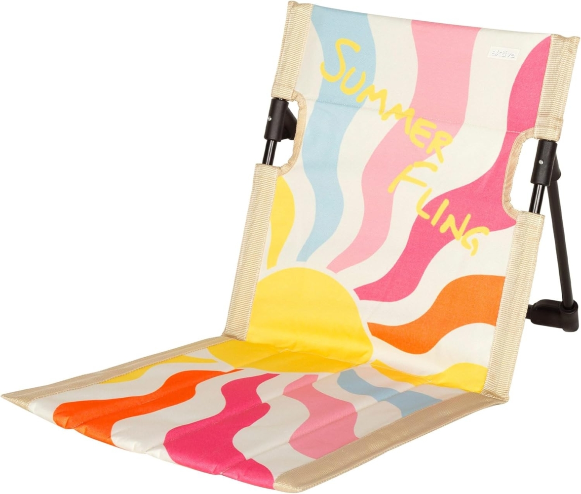 AKTIVE 62462 Strandmatte, faltbar, mit Liegefunktion, Maße: 39 x 39 x 40 cm, verstellbare Rückenlehne, strapazierfähiges Oxford-Gewebe, Kippschutz, inklusive Tragetasche, leicht und kompakt Bild 1