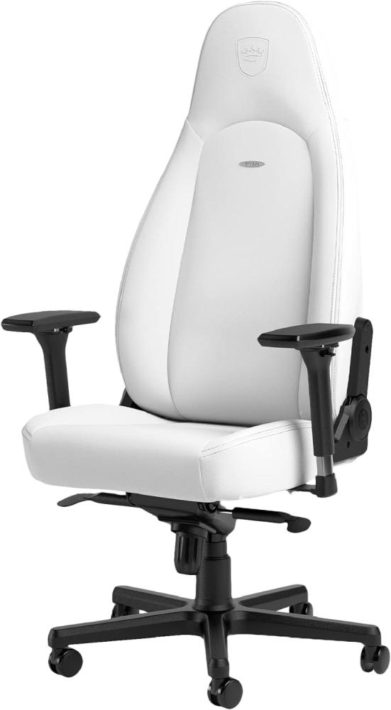 noblechairs ICON White Edition - High-Tech Kunstleder - Schreibtischstuhl Gaming Stuhl 150 kg Belastbarkeit - Chefsessel Bürostuhl Ergonomisch Weiß - Drehstuhl mit Rollen - Inklusive Kissen Bild 1