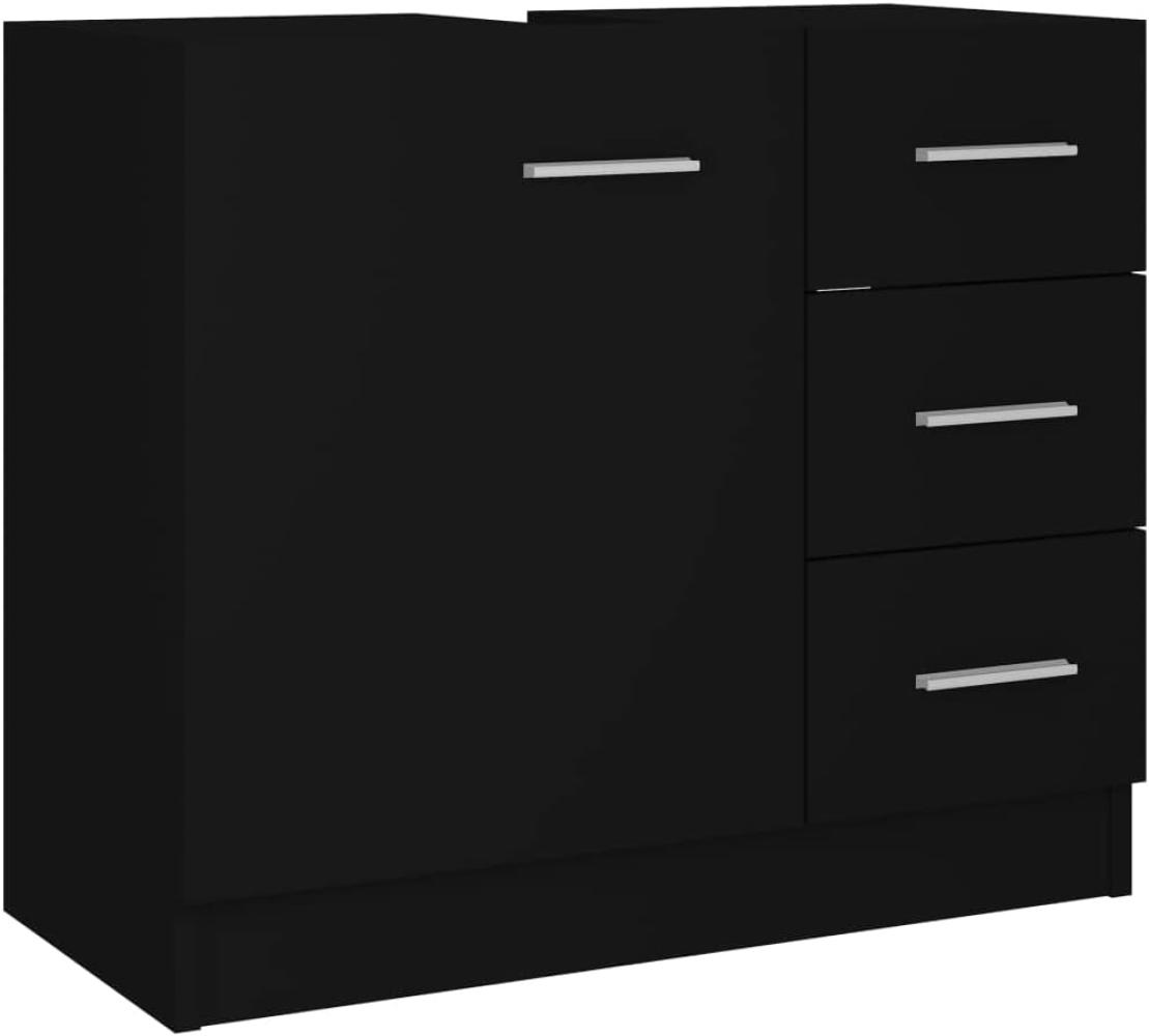 vidaXL Waschbeckenunterschrank Waschtisch Unterschrank Badmöbel Badschrank Badezimmerschrank Badezimmer Schwarz 63x30x54cm Spanplatte Bild 1