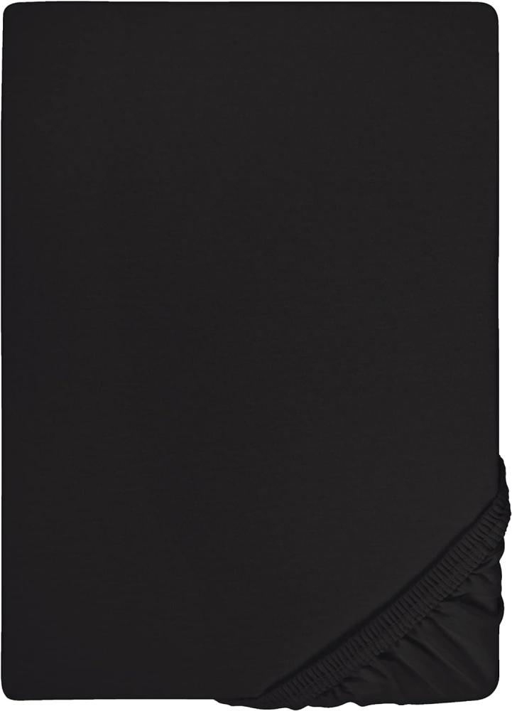 biberna 0077144 Feinjersey Spannbetttuch (Matratzenhöhe max. 22 cm) (Baumwolle) 180x200 cm -> 200x200cm, schwarz Bild 1